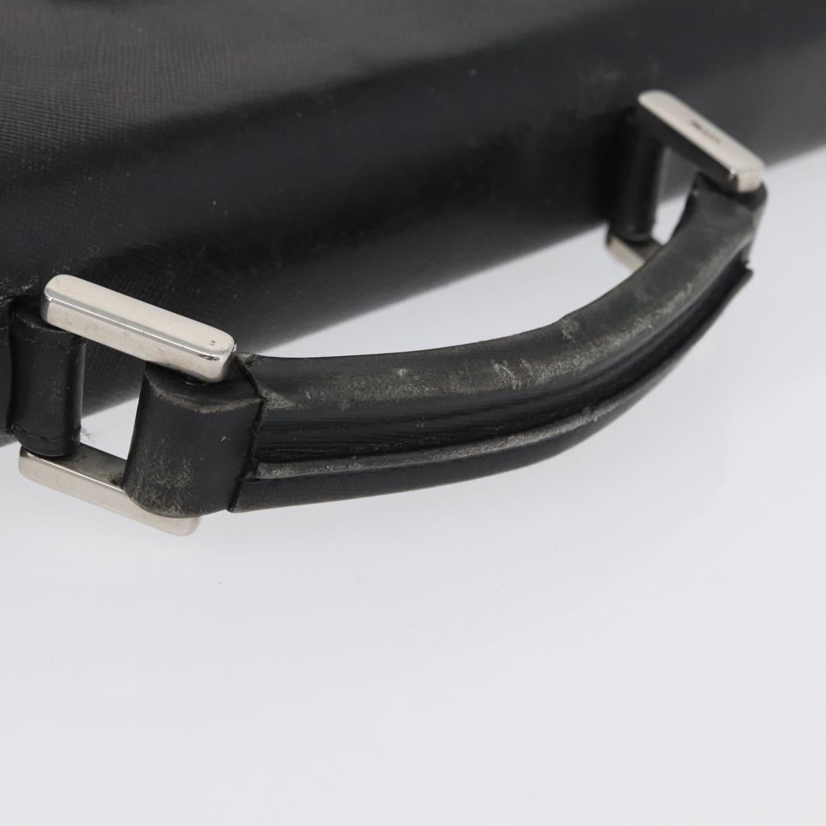 PRADA Business Bag Safiano leather Black Silver Auth ka3042