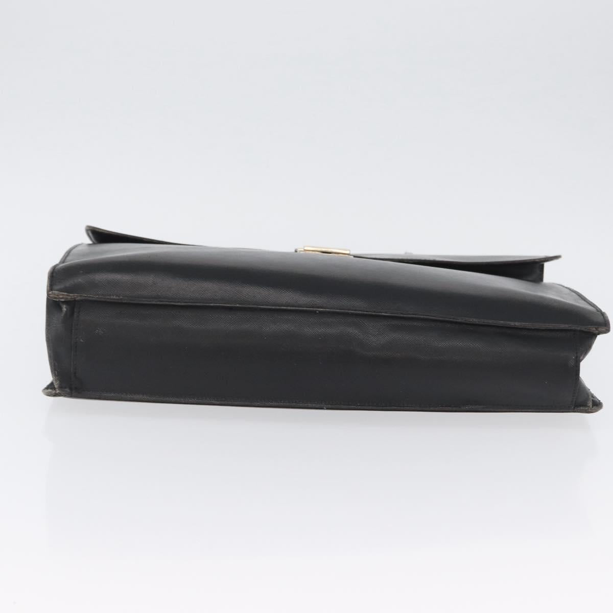 PRADA Business Bag Safiano leather Black Silver Auth ka3042