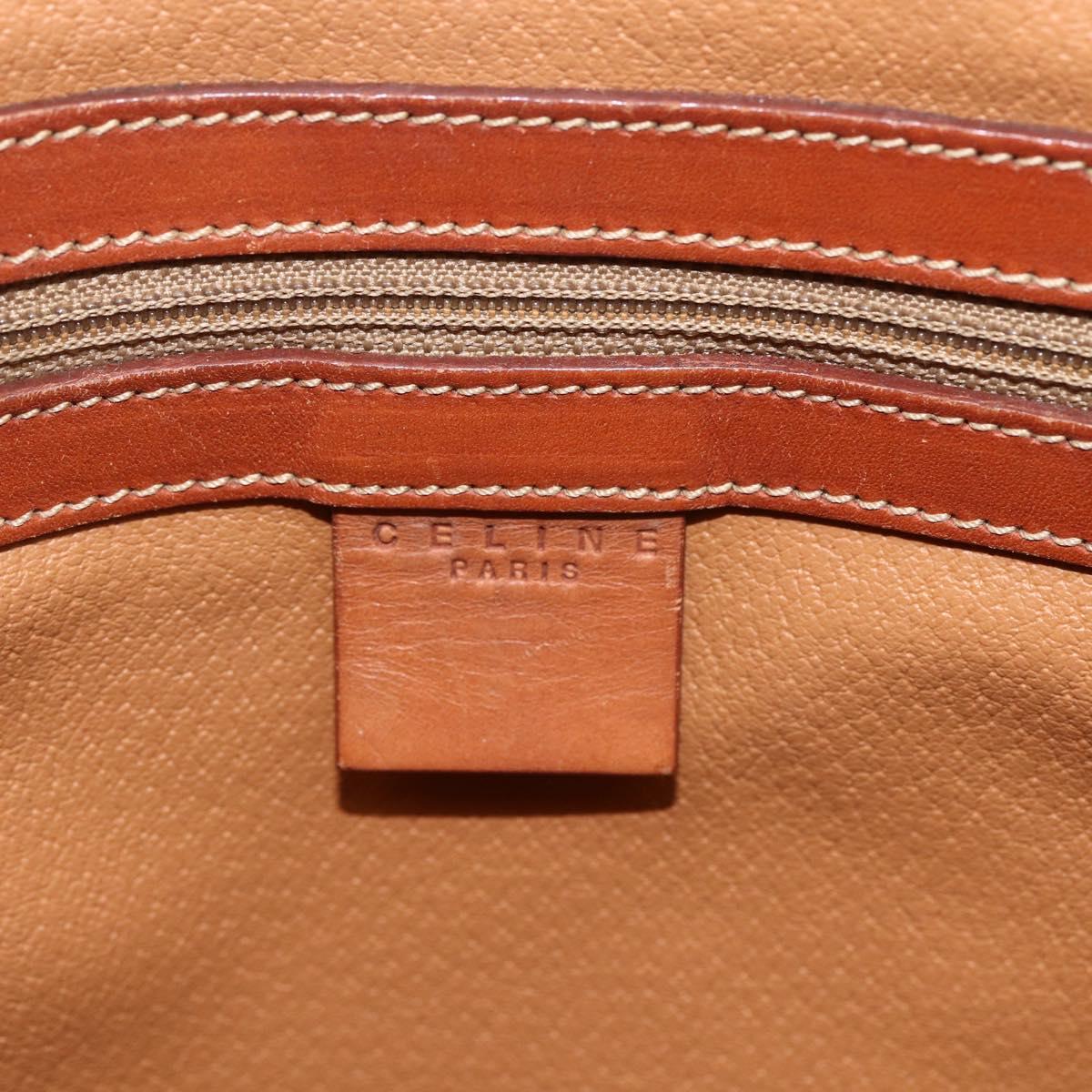 CELINE Macadam Canvas Tote Bag PVC Leather Brown Gold Auth ka3043