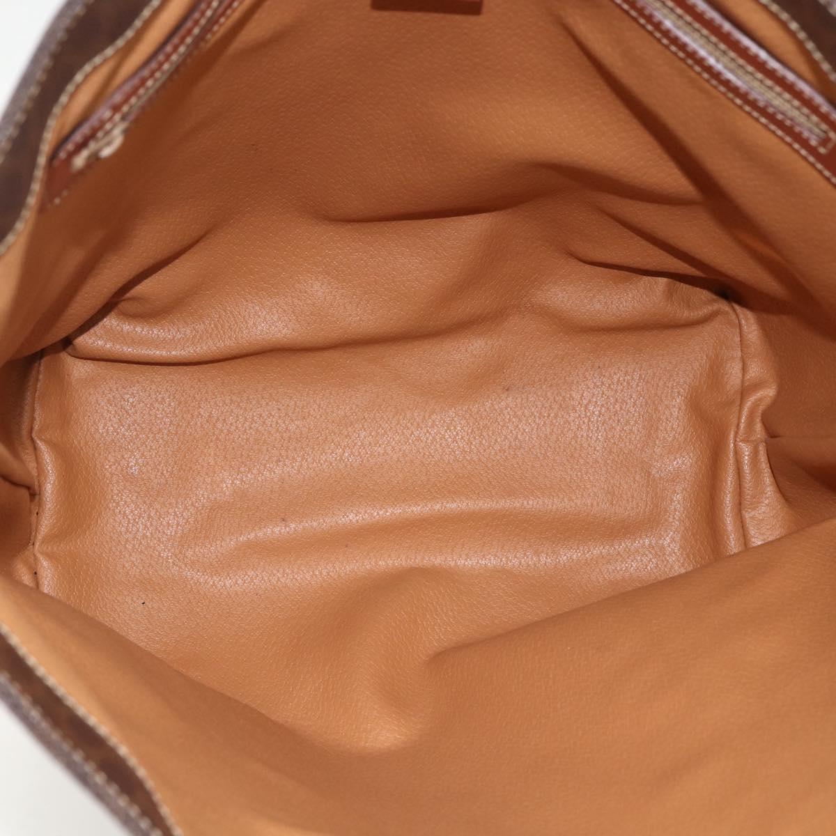 CELINE Macadam Canvas Tote Bag PVC Leather Brown Gold Auth ka3043