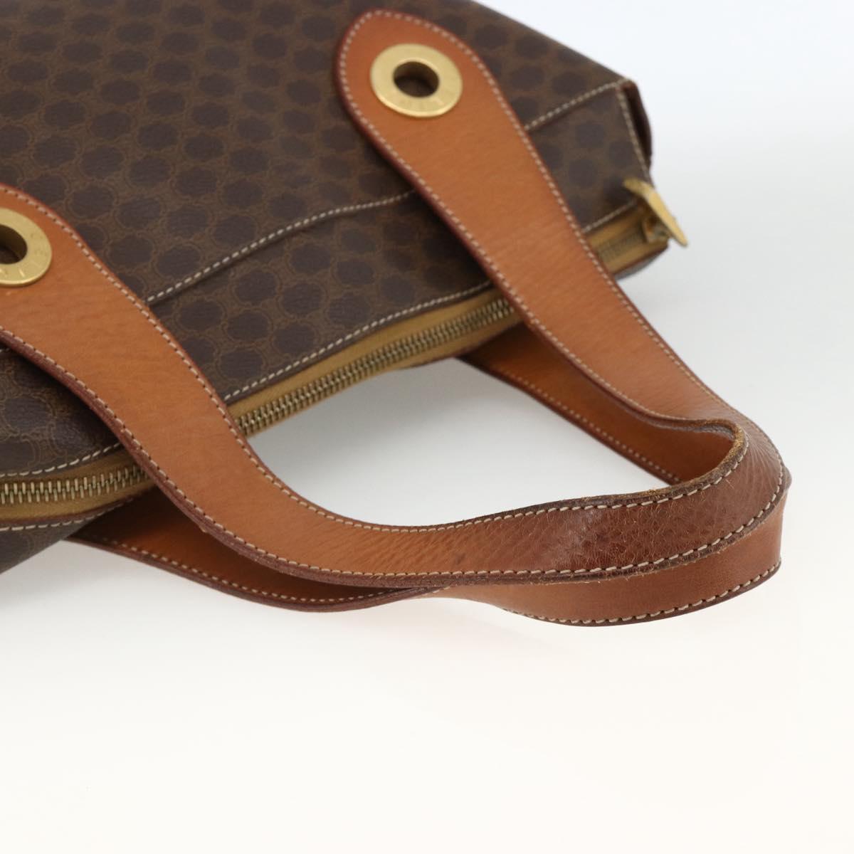 CELINE Macadam Canvas Tote Bag PVC Leather Brown Gold Auth ka3045