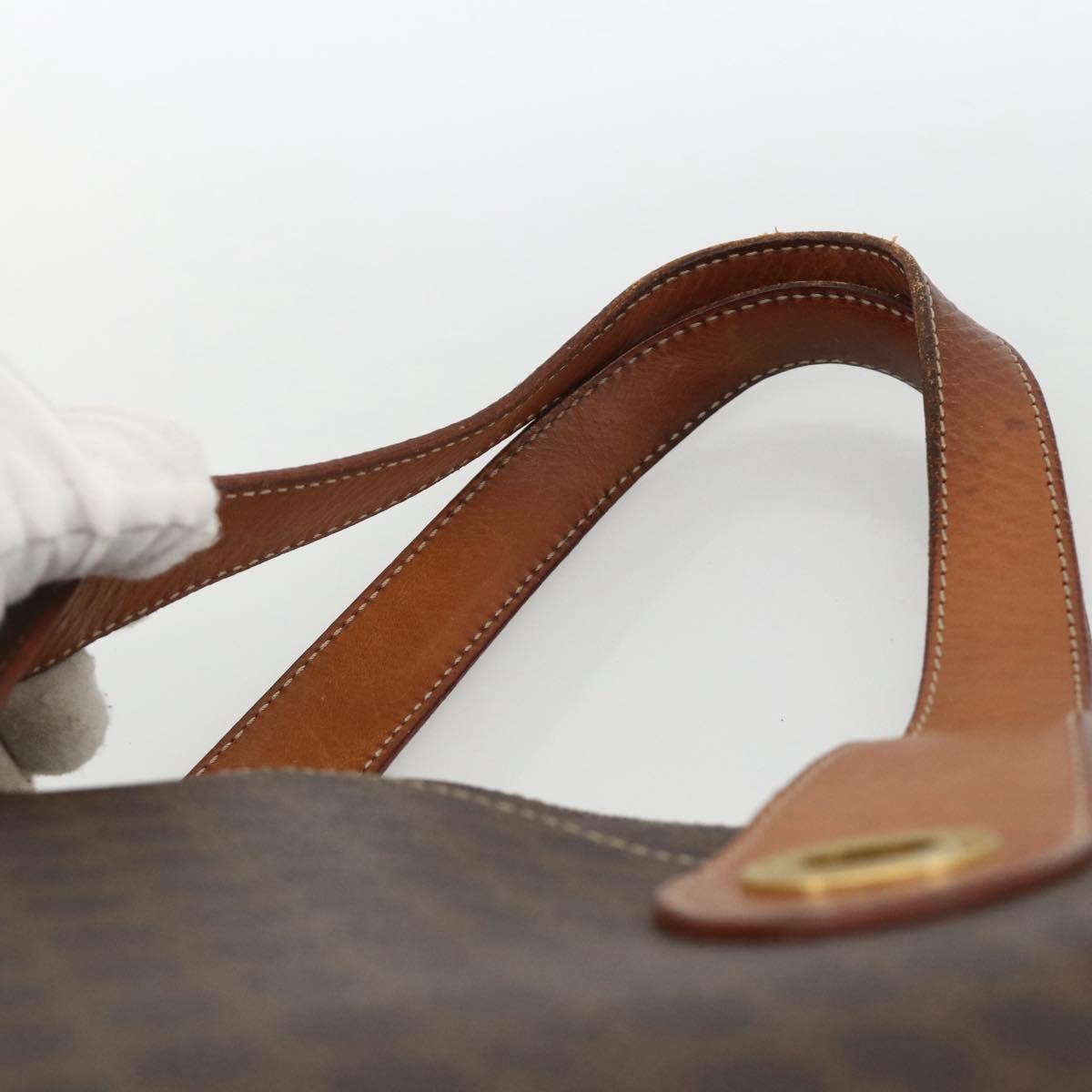 CELINE Macadam Canvas Tote Bag PVC Leather Brown Gold Auth ka3045