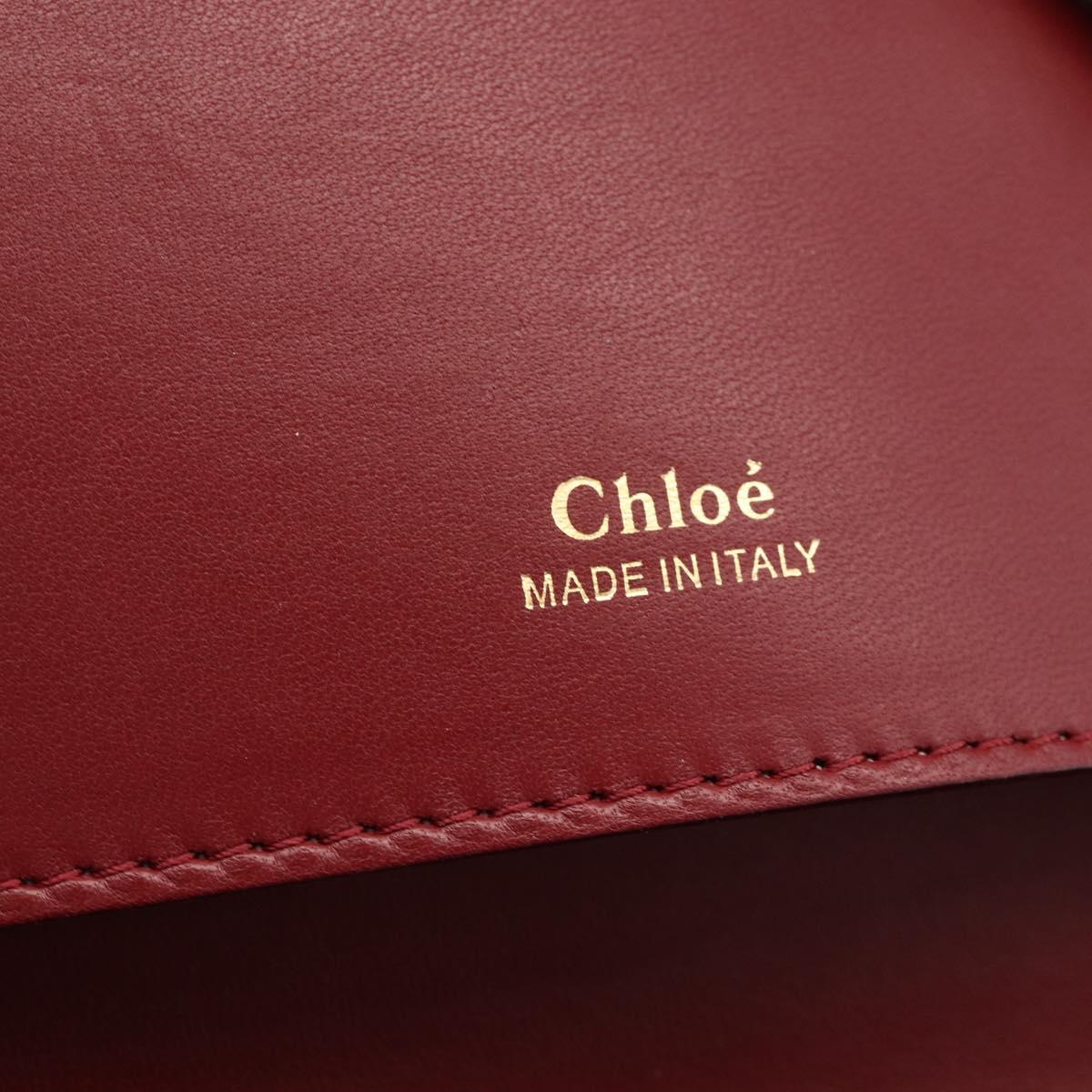 Chloe Chain Shoulder Bag Leather Red Gold Auth ka3046A