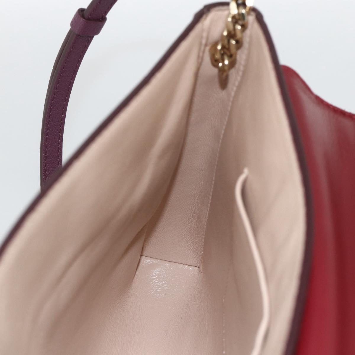 Chloe Chain Shoulder Bag Leather Red Gold Auth ka3046A