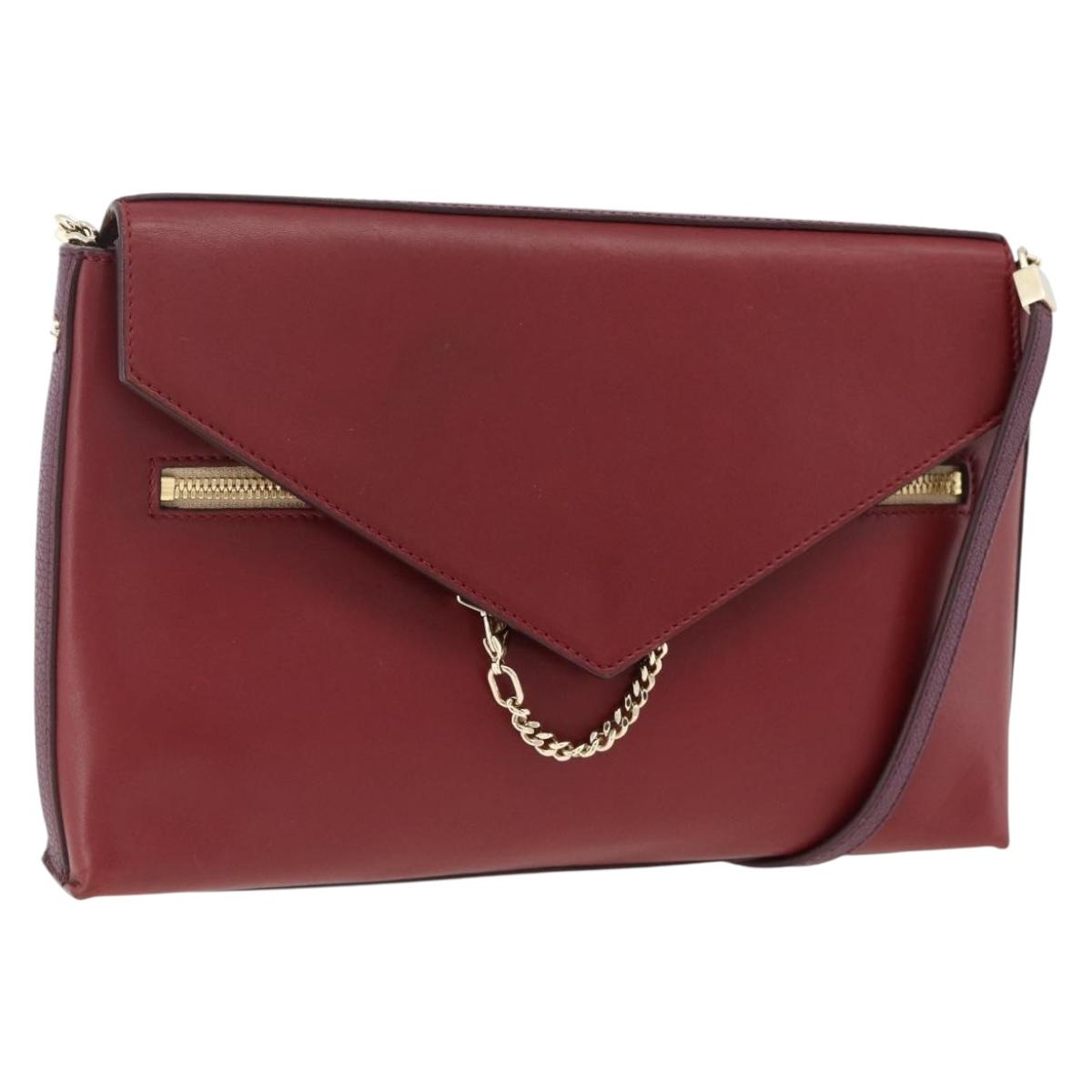 Chloe Chain Shoulder Bag Leather Red Gold Auth ka3046A