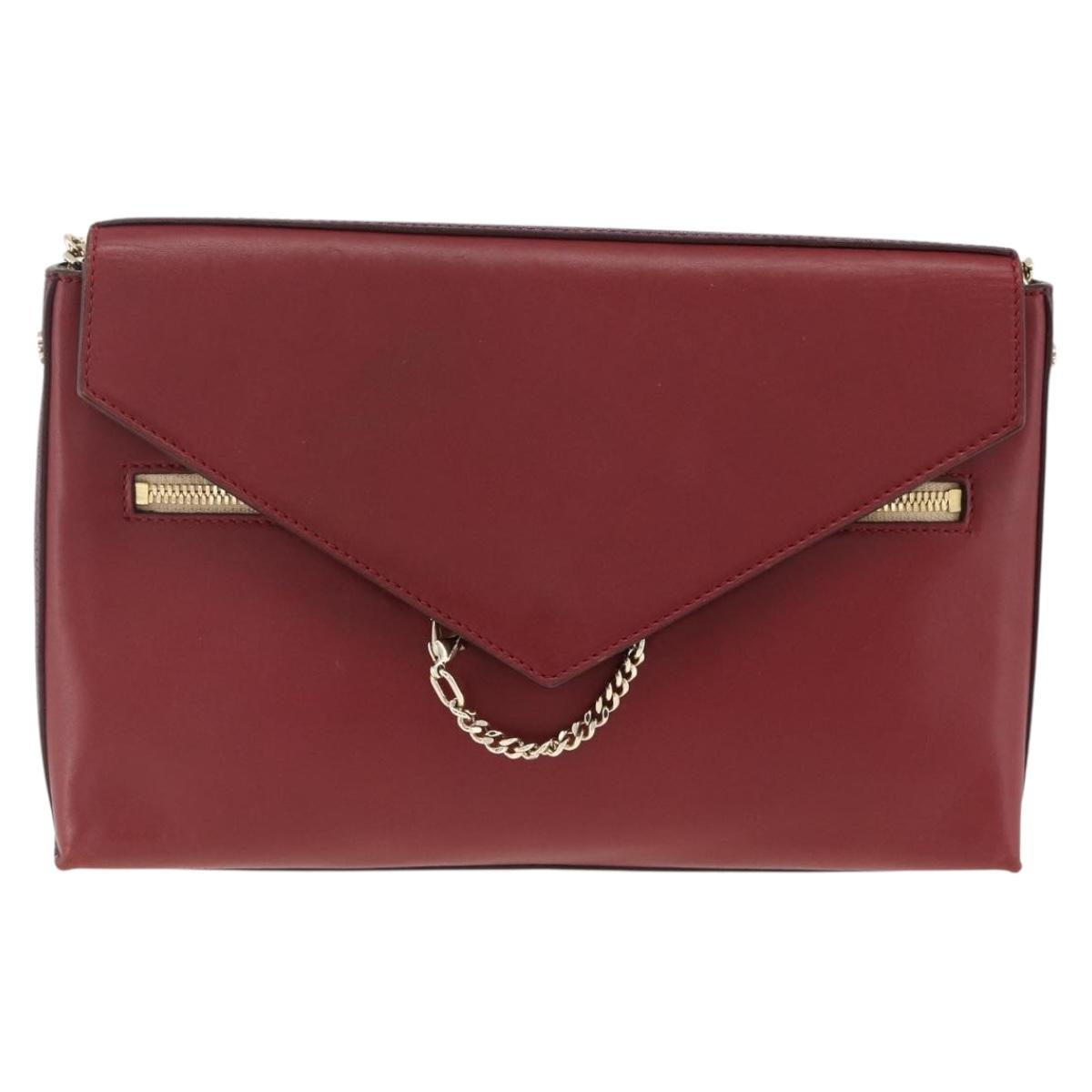 Chloe Chain Shoulder Bag Leather Red Gold Auth ka3046A