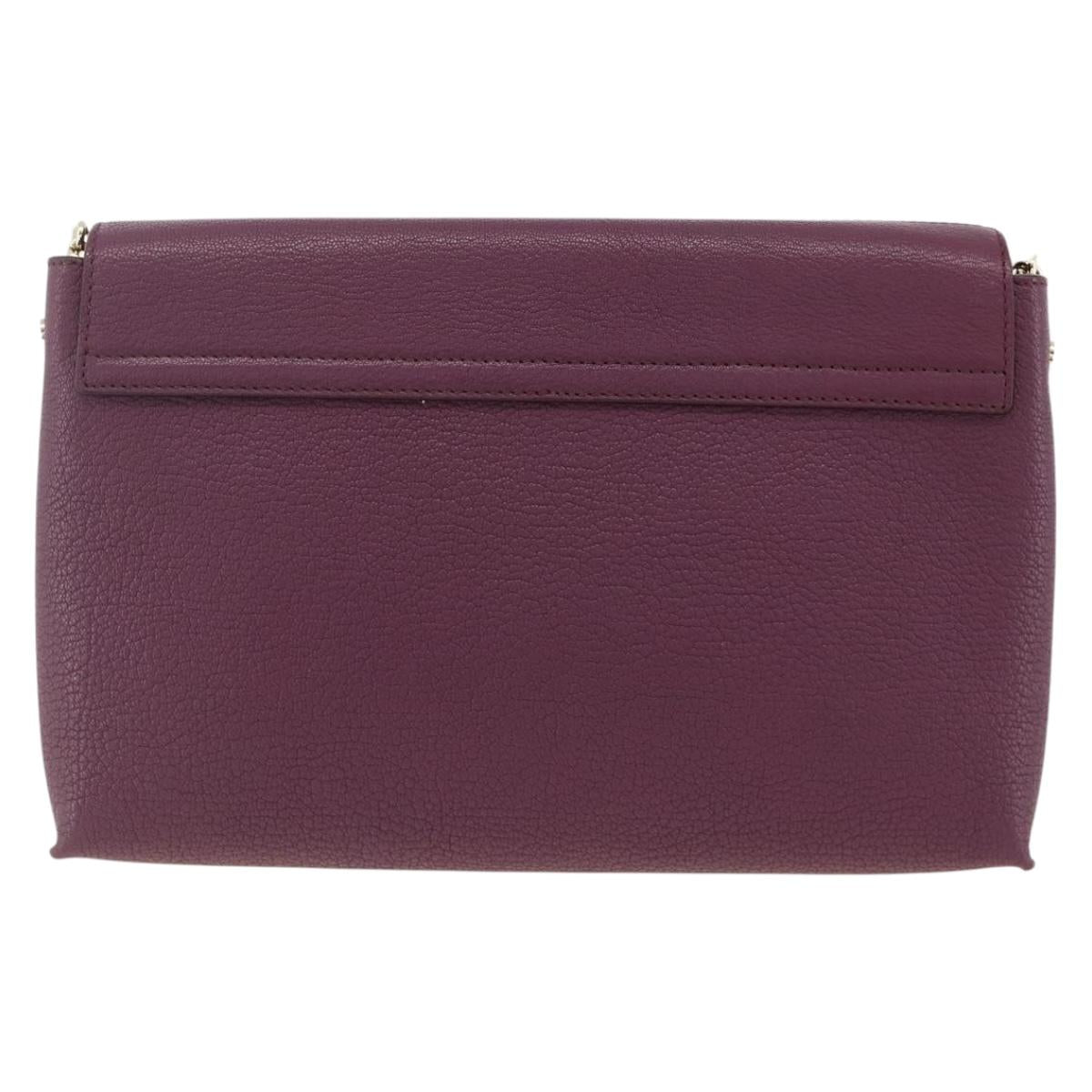 Chloe Chain Shoulder Bag Leather Red Gold Auth ka3046A
