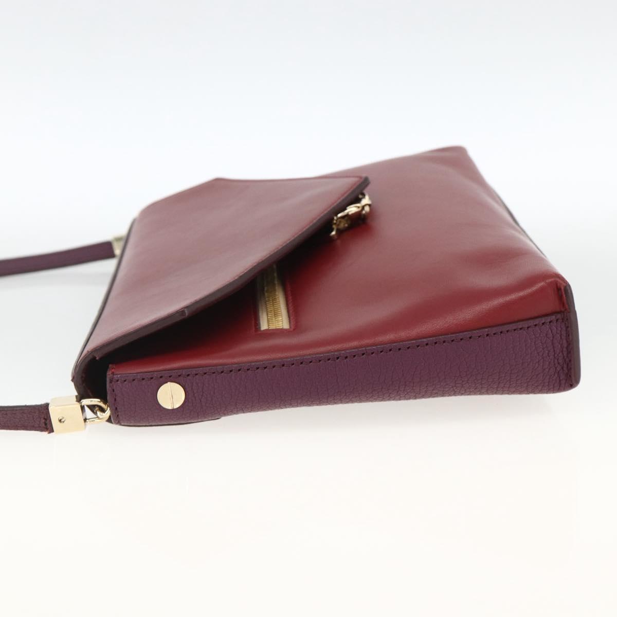 Chloe Chain Shoulder Bag Leather Red Gold Auth ka3046A