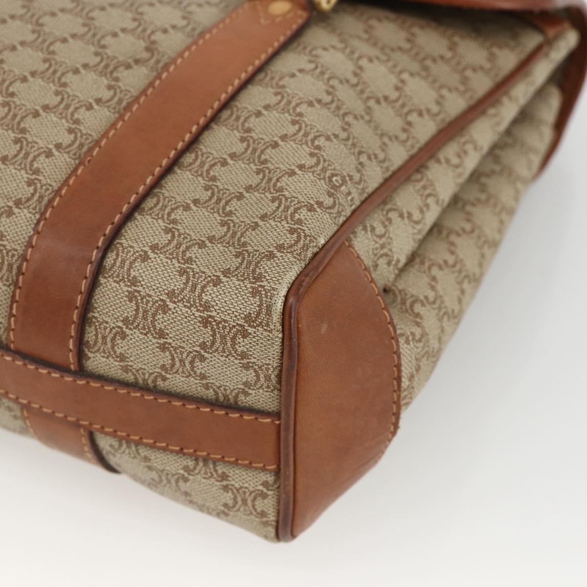 CELINE Macadam Canvas Hand Bag PVC Beige Gold Auth ka3048