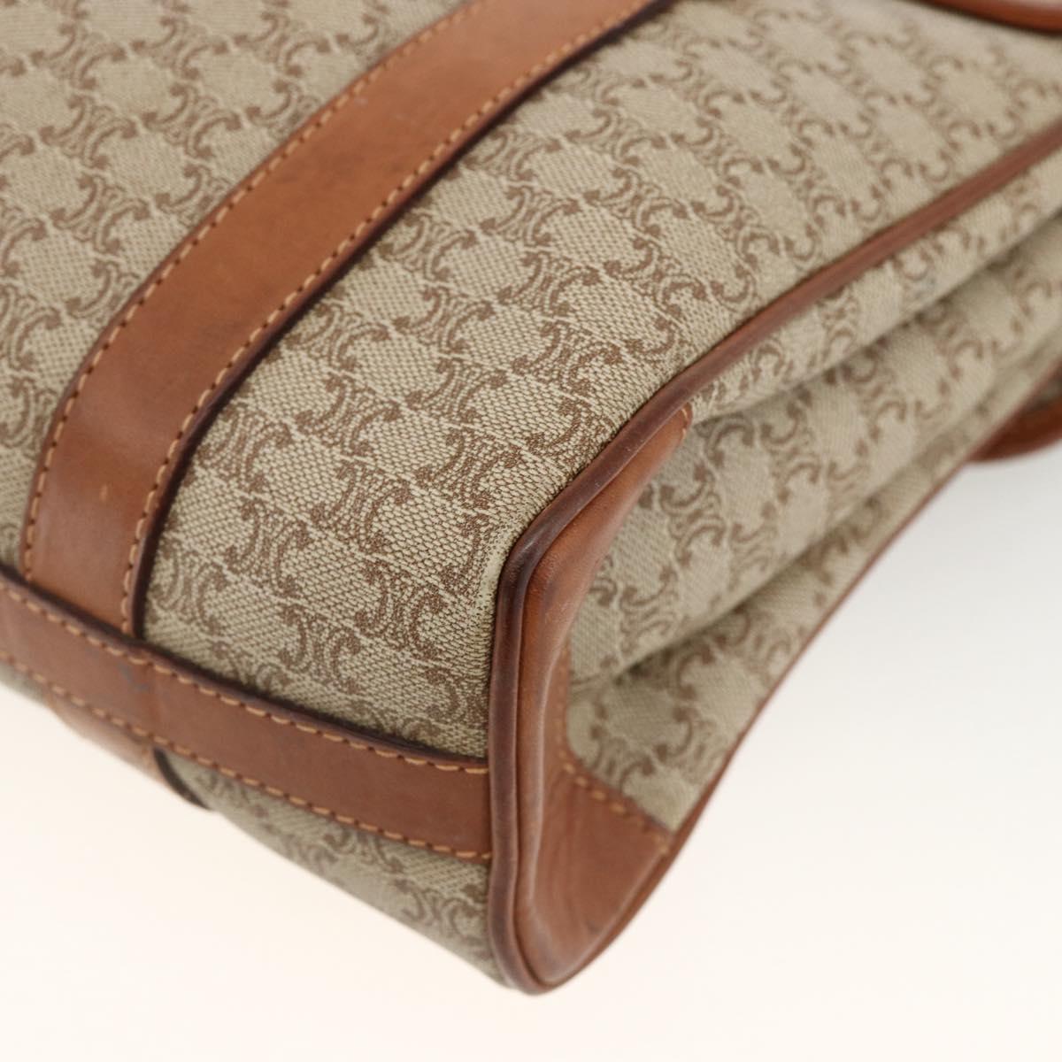 CELINE Macadam Canvas Hand Bag PVC Beige Gold Auth ka3048