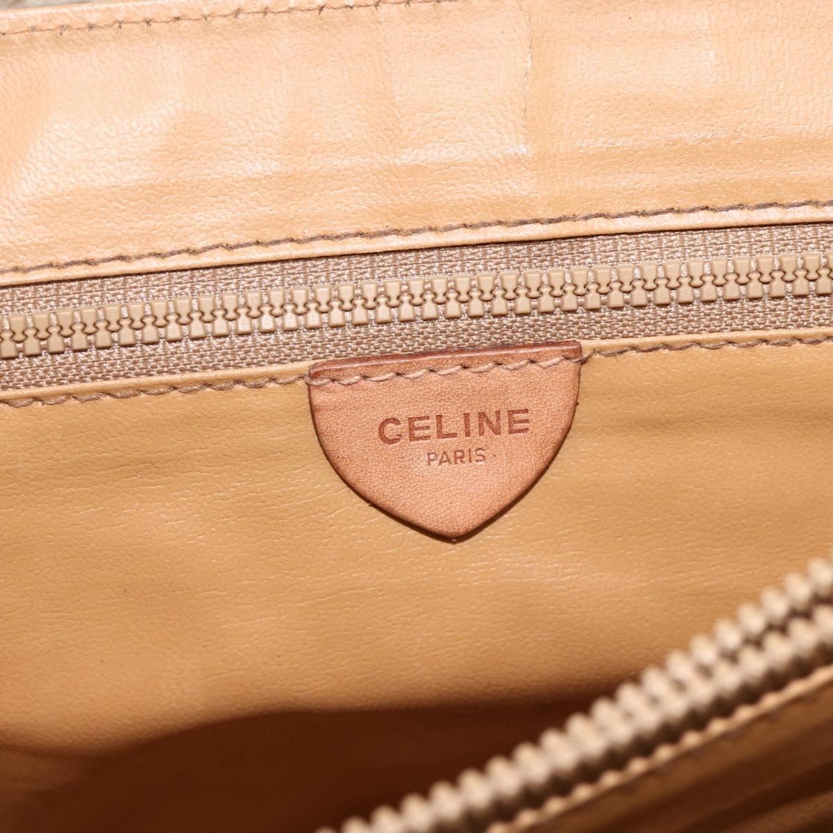 CELINE Macadam Canvas Hand Bag PVC Beige Gold Auth ka3048