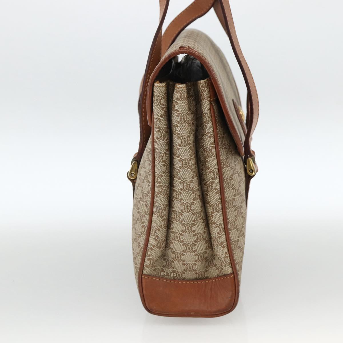 CELINE Macadam Canvas Hand Bag PVC Beige Gold Auth ka3048