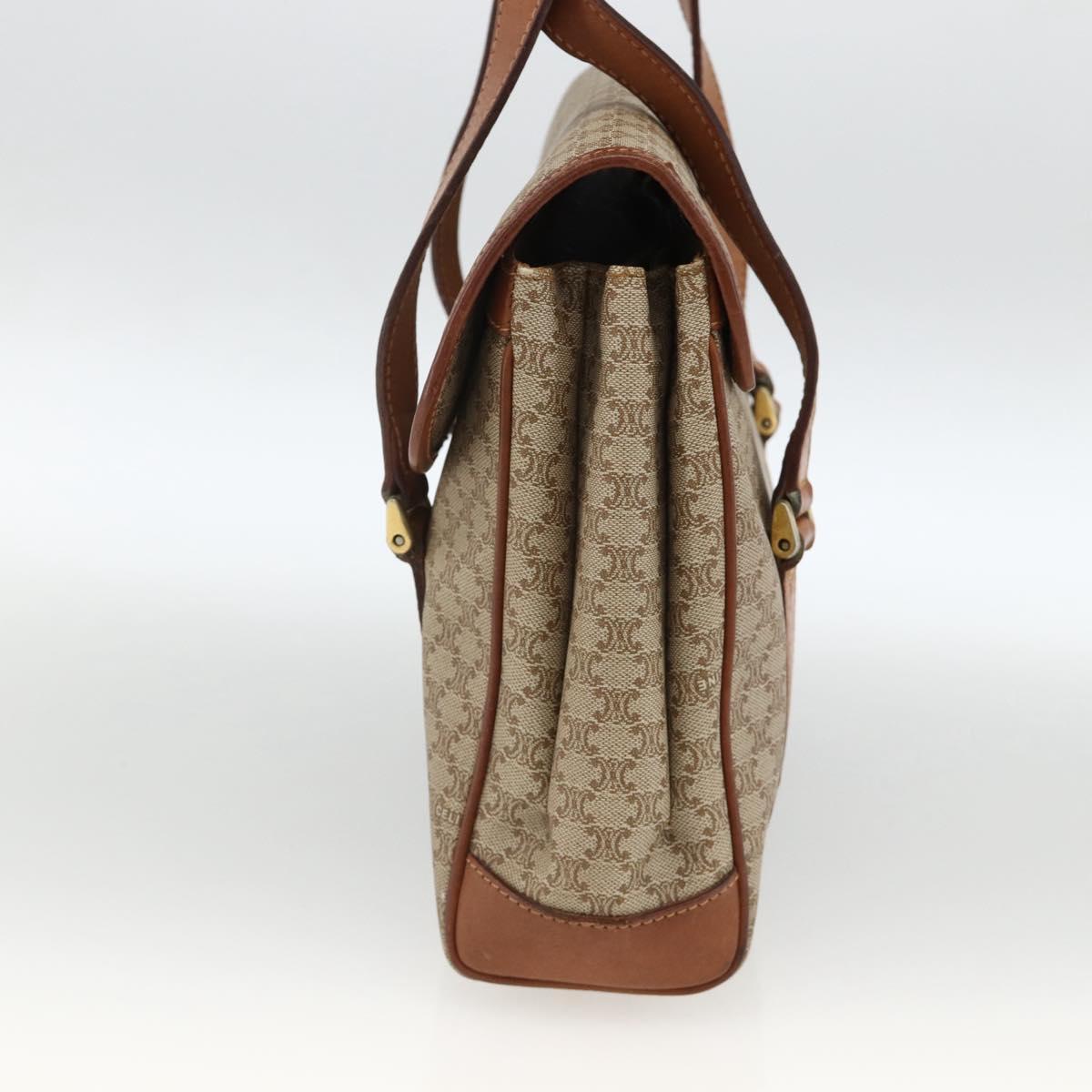 CELINE Macadam Canvas Hand Bag PVC Beige Gold Auth ka3048