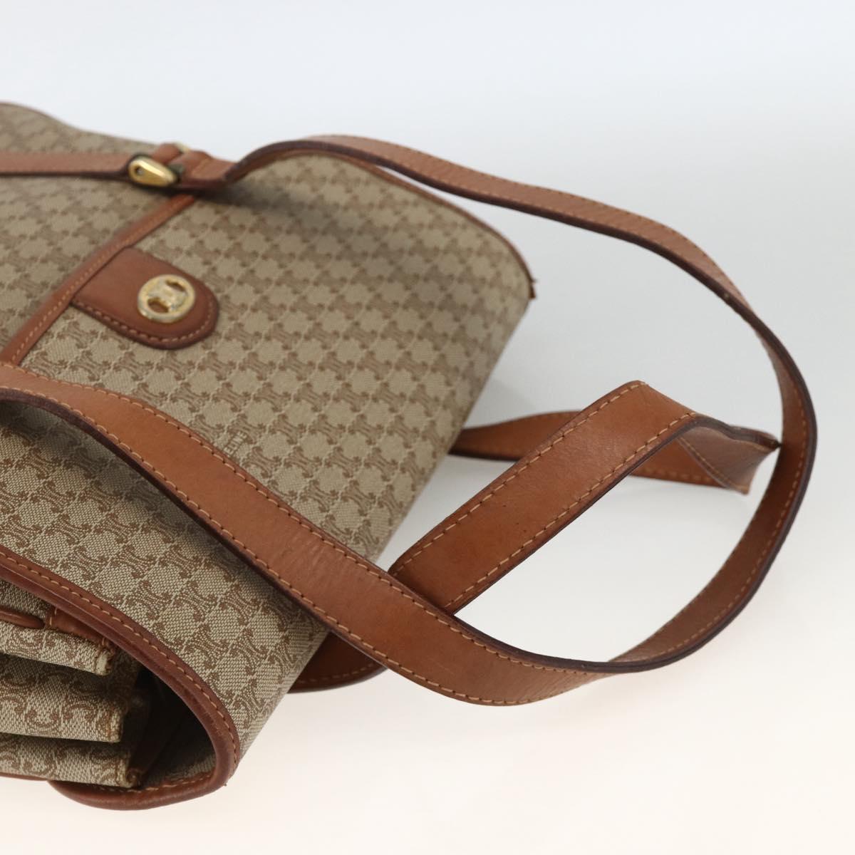 CELINE Macadam Canvas Hand Bag PVC Beige Gold Auth ka3048