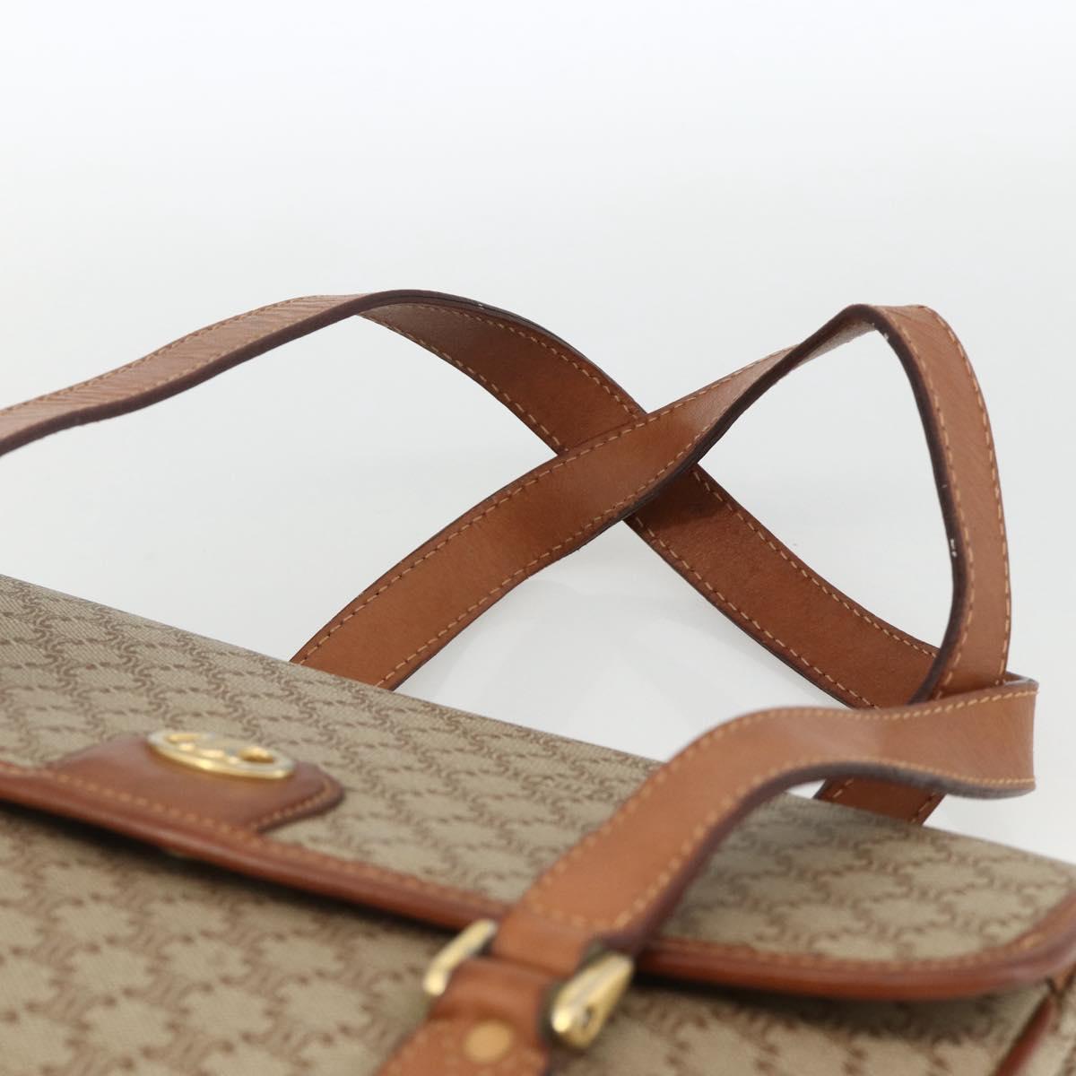 CELINE Macadam Canvas Hand Bag PVC Beige Gold Auth ka3048