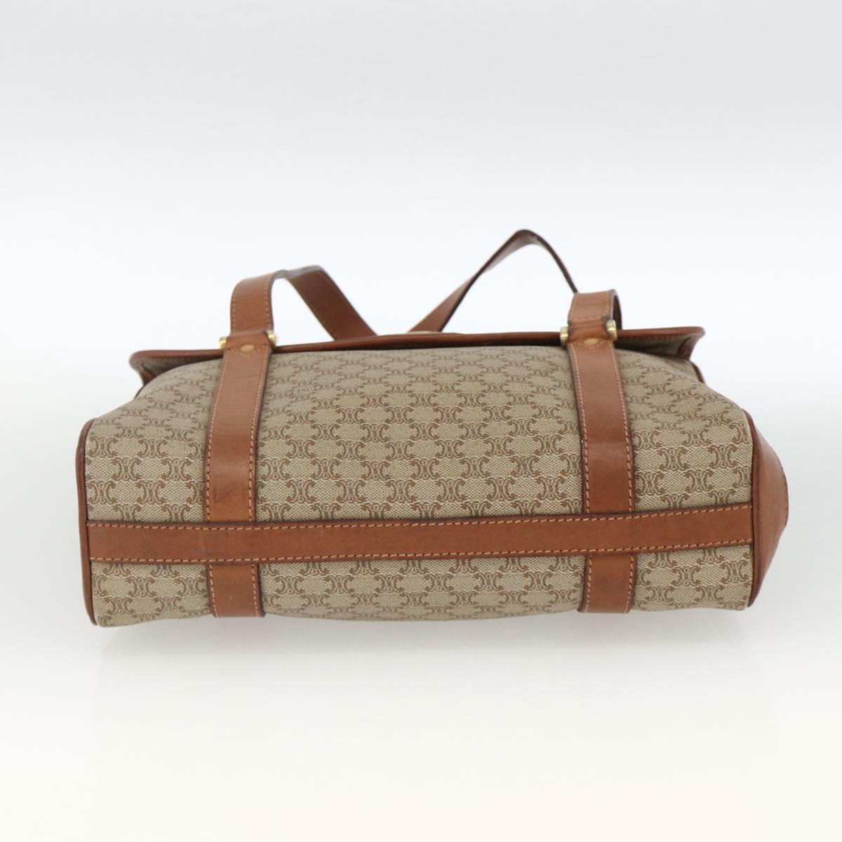 CELINE Macadam Canvas Hand Bag PVC Beige Gold Auth ka3048