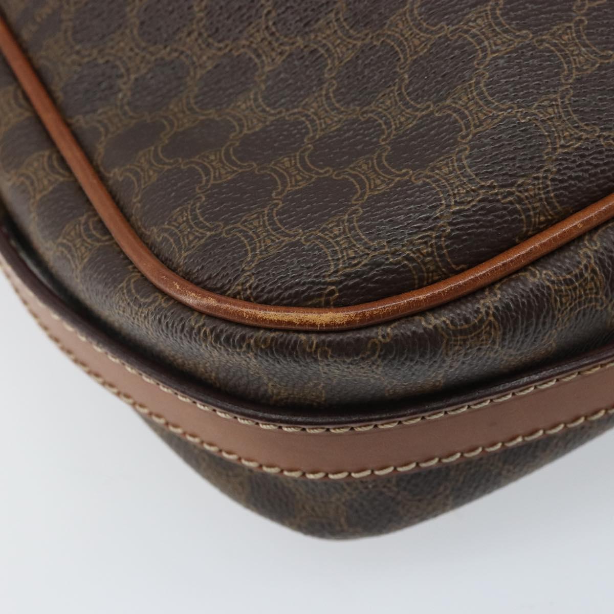 CELINE Macadam Canvas Shoulder Bag PVC Leather Brown Gold Auth ka3049