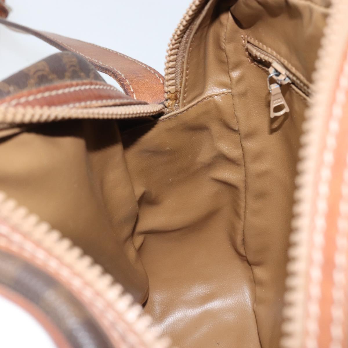 CELINE Macadam Canvas Shoulder Bag PVC Leather Brown Gold Auth ka3049