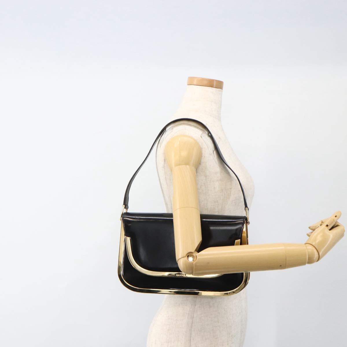 GUCCI Shoulder Bag Patent leather Black Gold 001 2058 1764 0 Auth ka3052