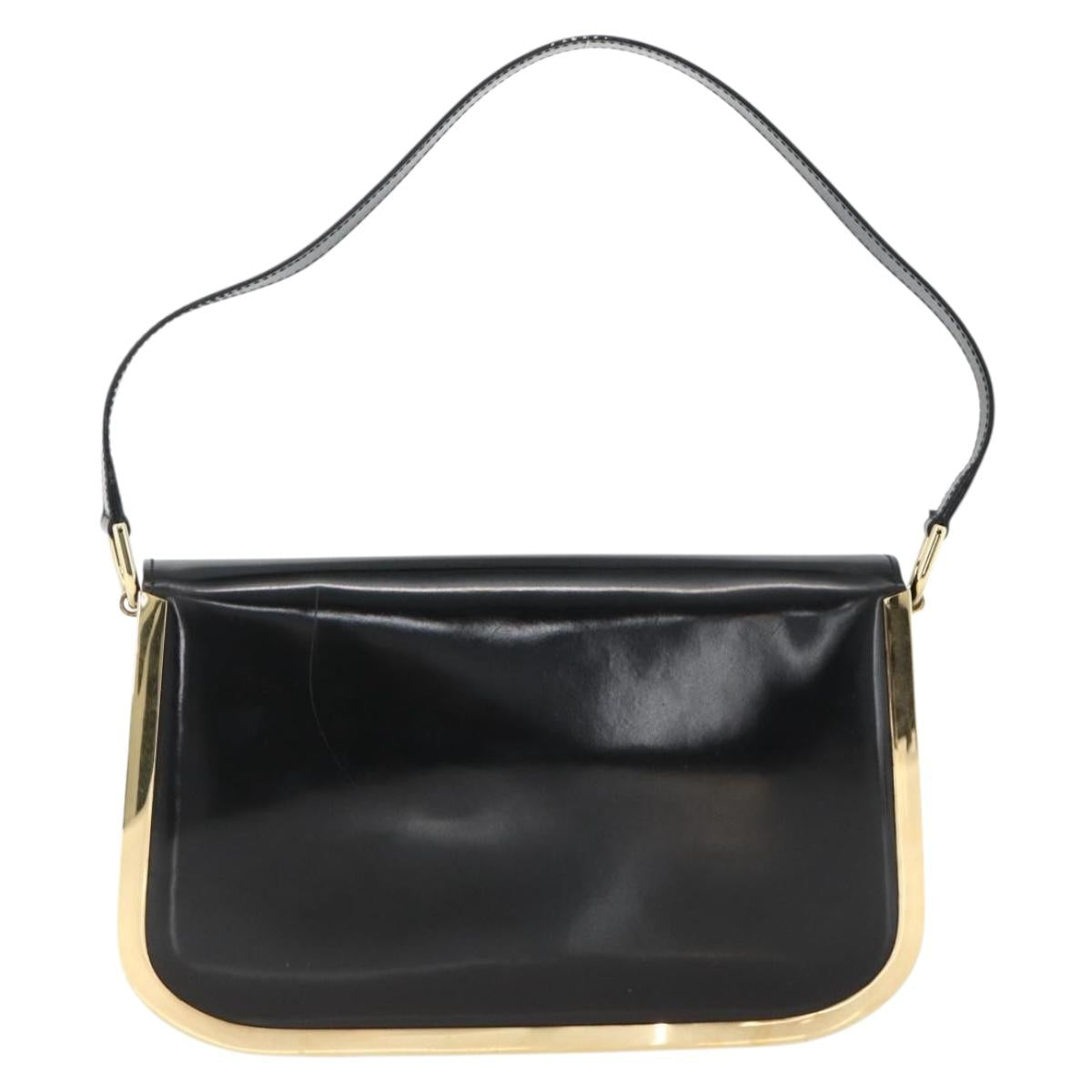 GUCCI Shoulder Bag Patent leather Black Gold 001 2058 1764 0 Auth ka3052