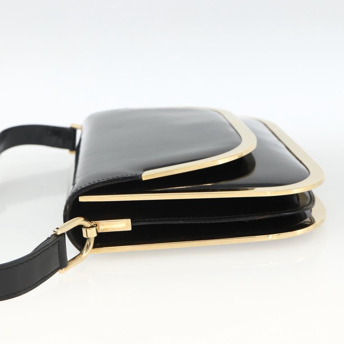 GUCCI Shoulder Bag Patent leather Black Gold 001 2058 1764 0 Auth ka3052
