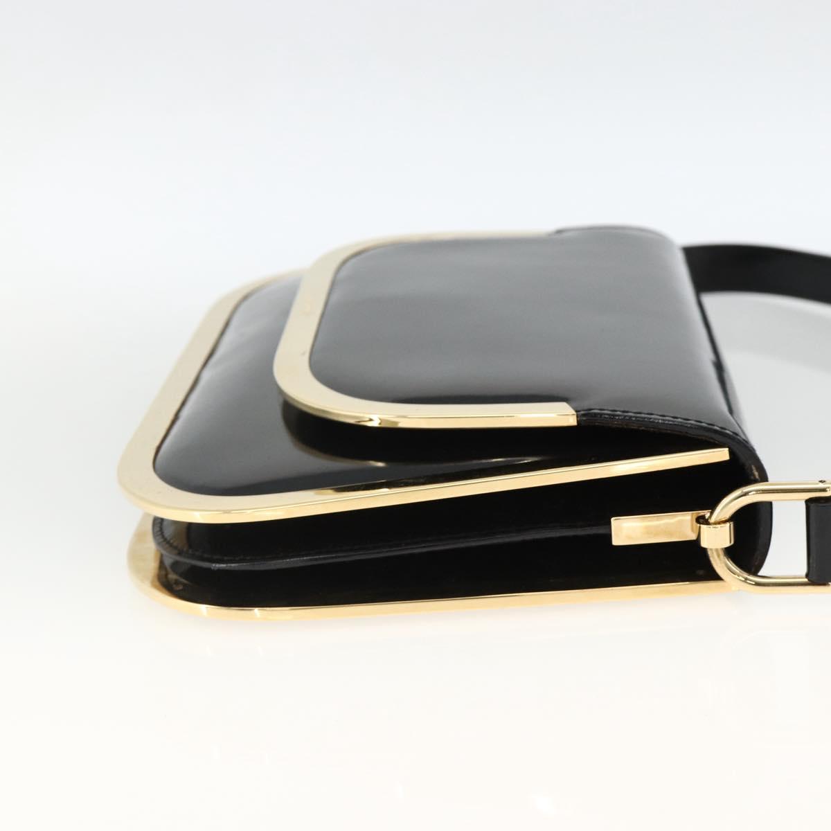 GUCCI Shoulder Bag Patent leather Black Gold 001 2058 1764 0 Auth ka3052