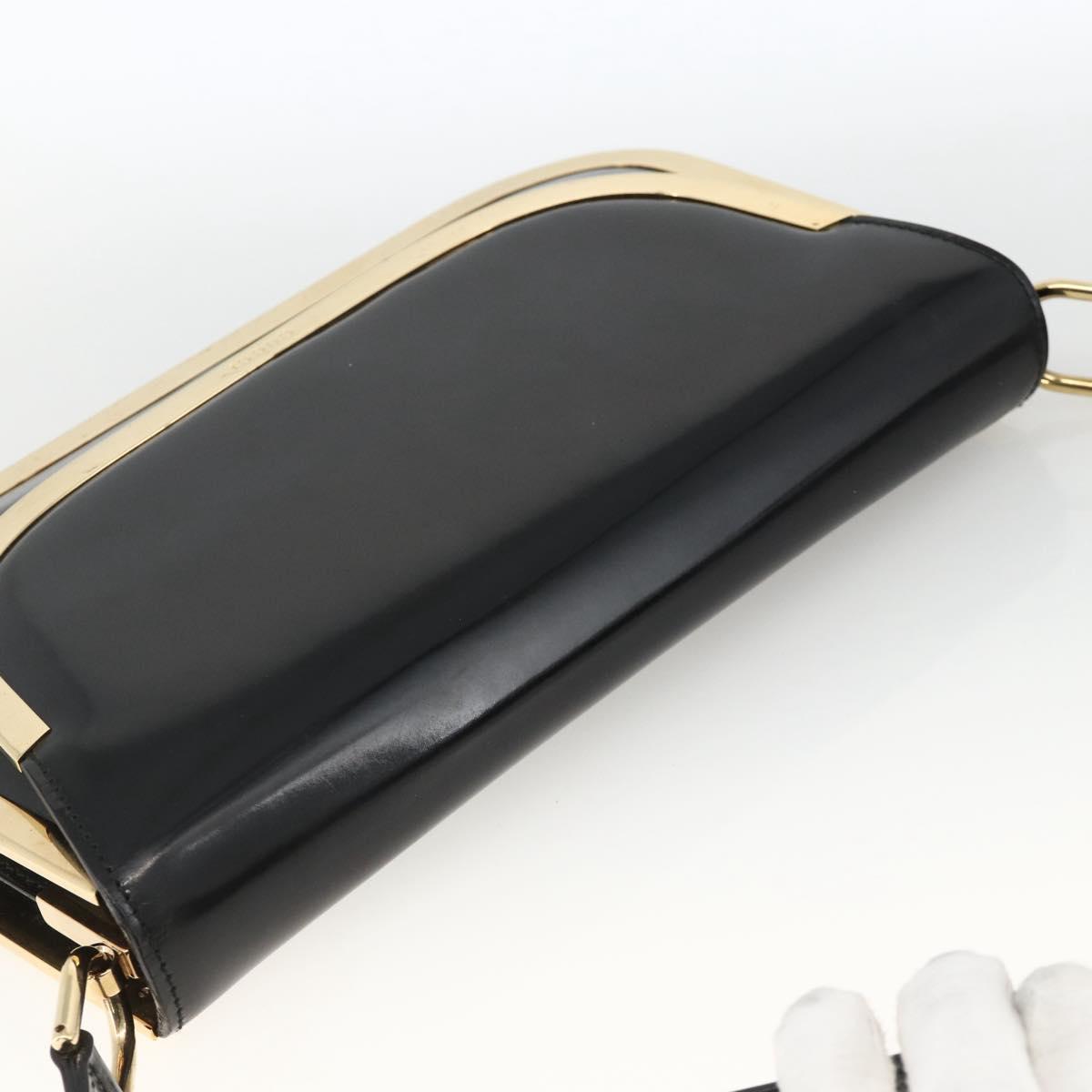 GUCCI Shoulder Bag Patent leather Black Gold 001 2058 1764 0 Auth ka3052