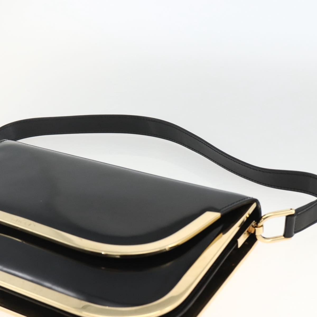 GUCCI Shoulder Bag Patent leather Black Gold 001 2058 1764 0 Auth ka3052