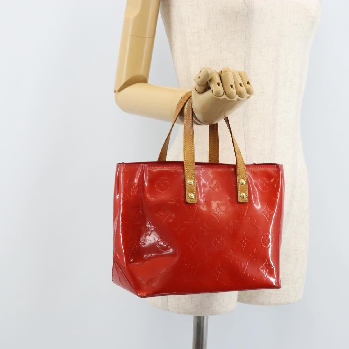 LOUIS VUITTON Monogram Vernis Reade PM Hand Bag Red Rouge M91088 LV Auth ka3053