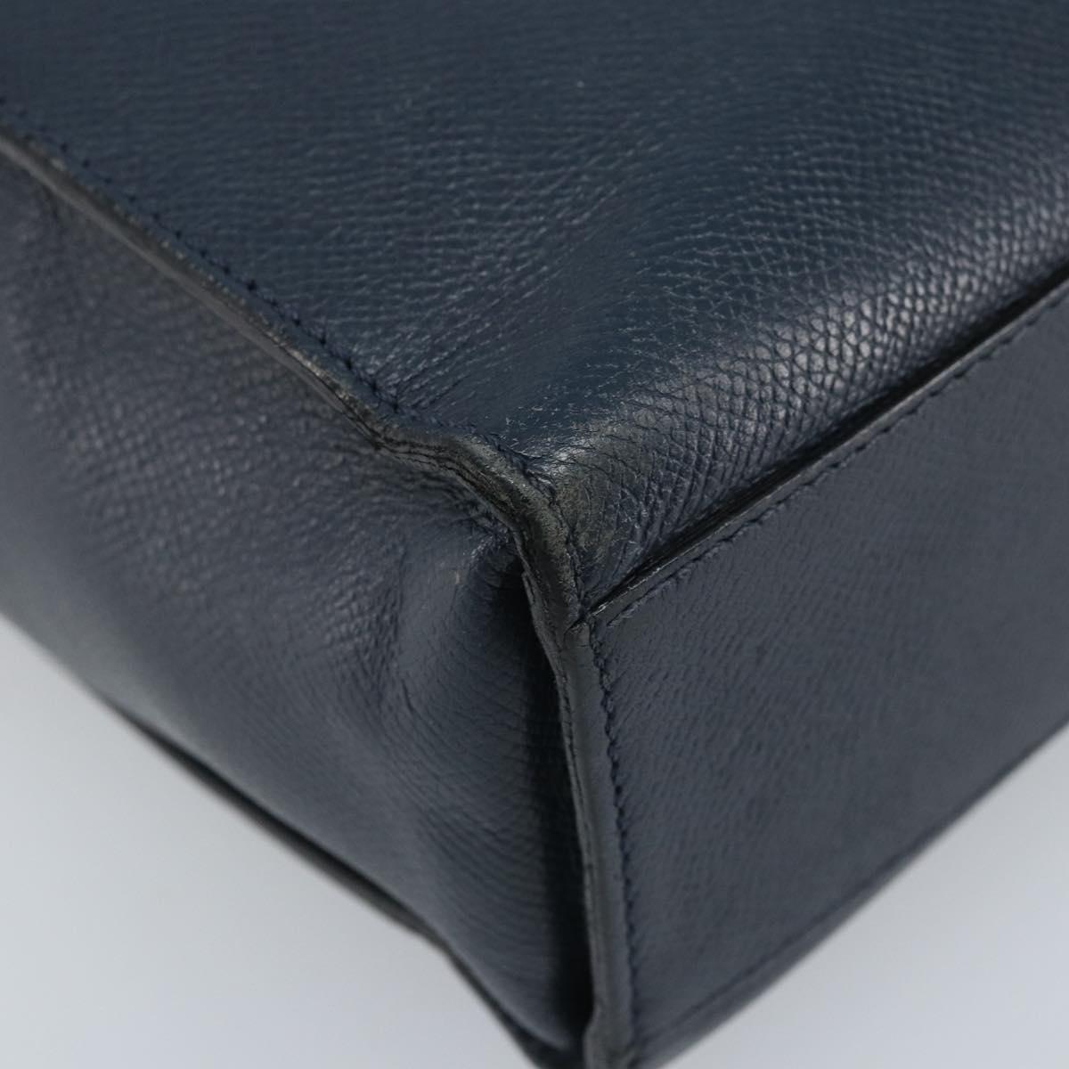 CELINE Shoulder Bag Leather Navy Gold Auth ka3054