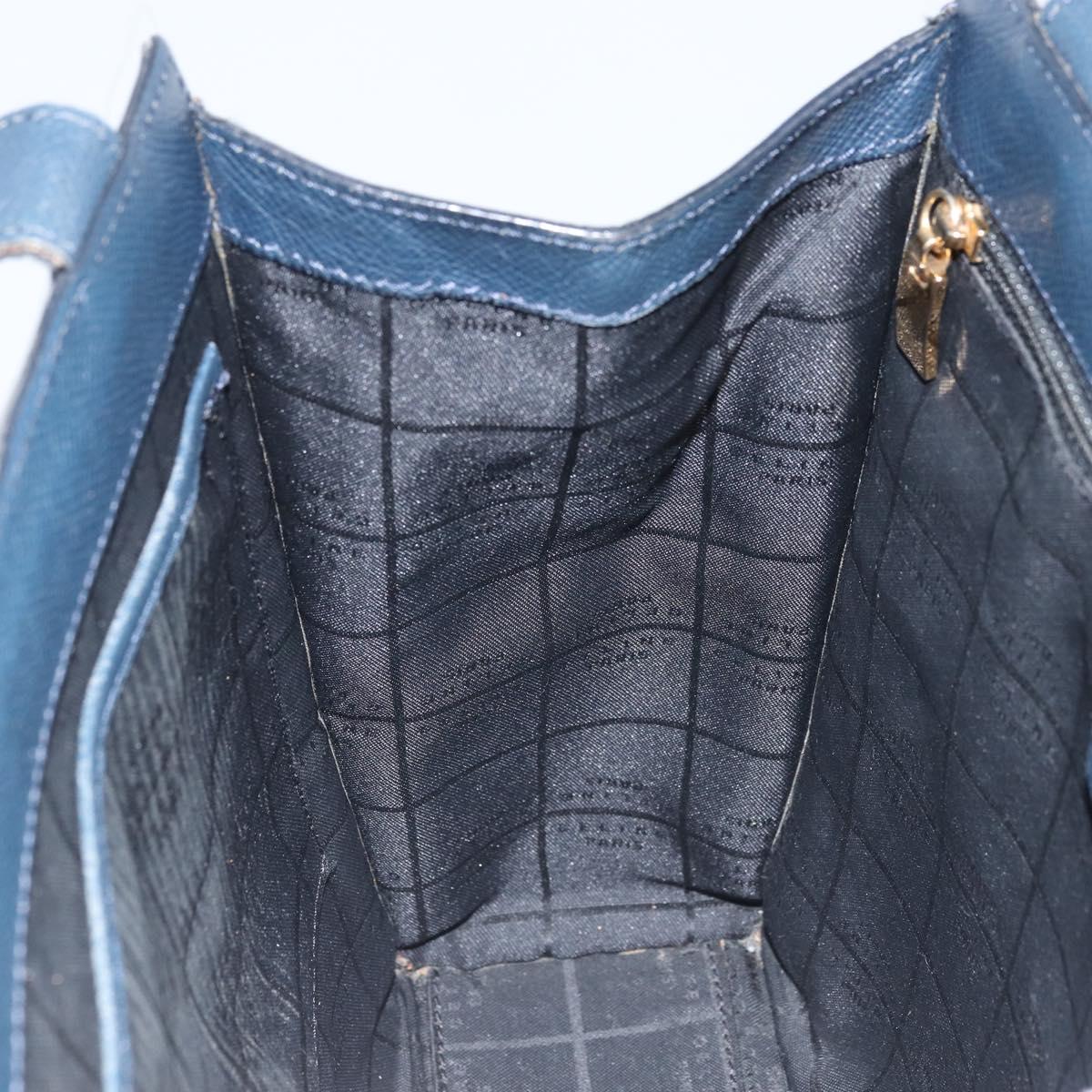 CELINE Shoulder Bag Leather Navy Gold Auth ka3054