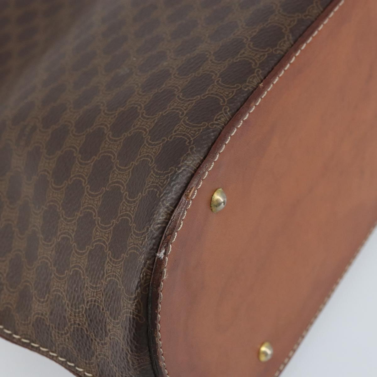CELINE Macadam Canvas Hand Bag PVC Leather Brown Gold Auth ka3055