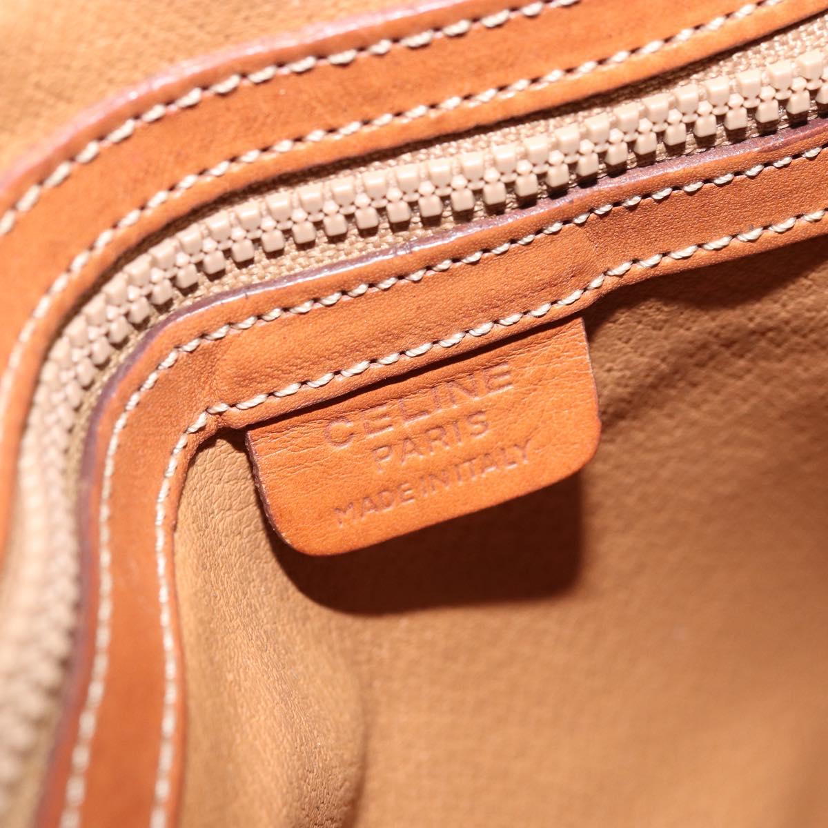 CELINE Macadam Canvas Hand Bag PVC Leather Brown Gold Auth ka3055