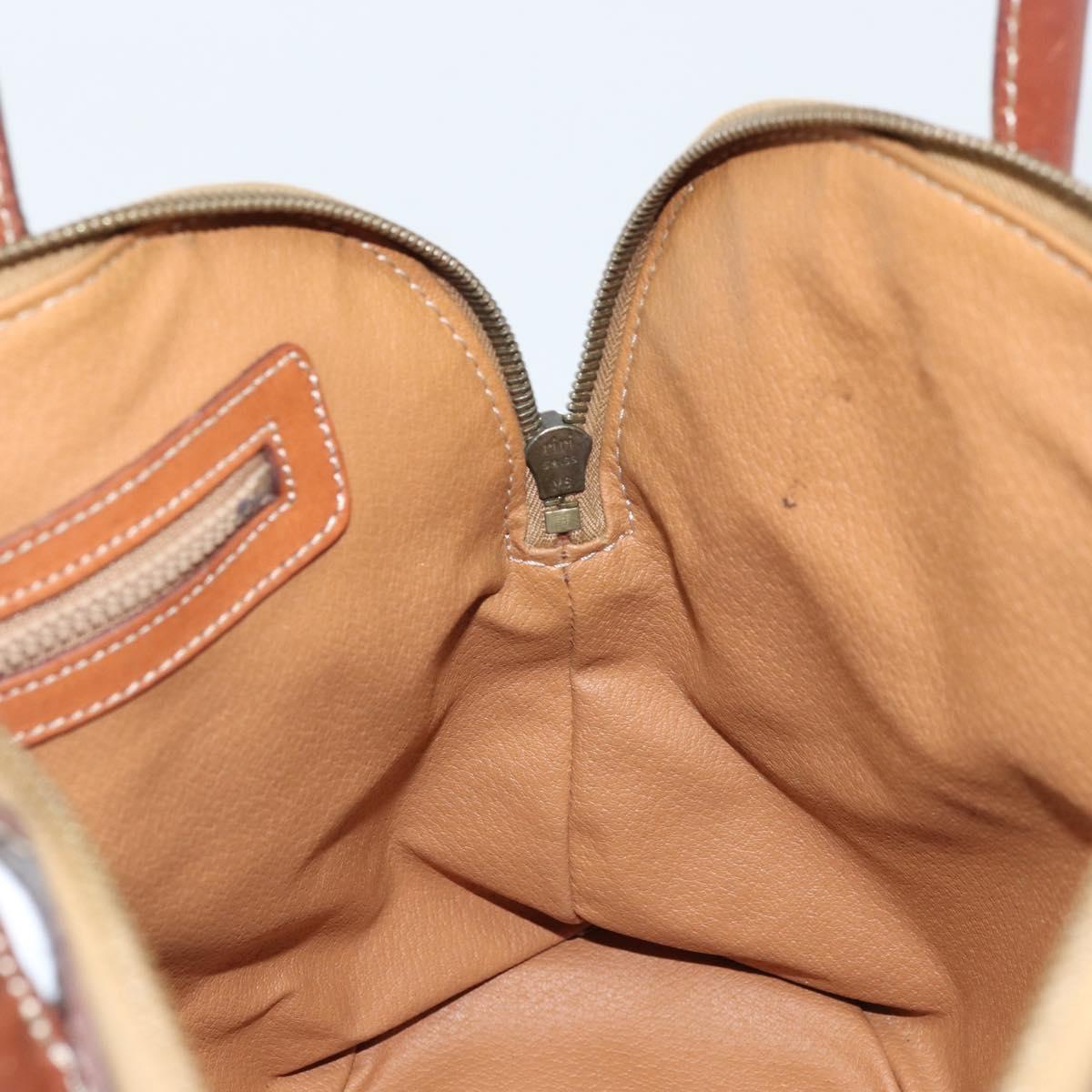CELINE Macadam Canvas Hand Bag PVC Leather Brown Gold Auth ka3055