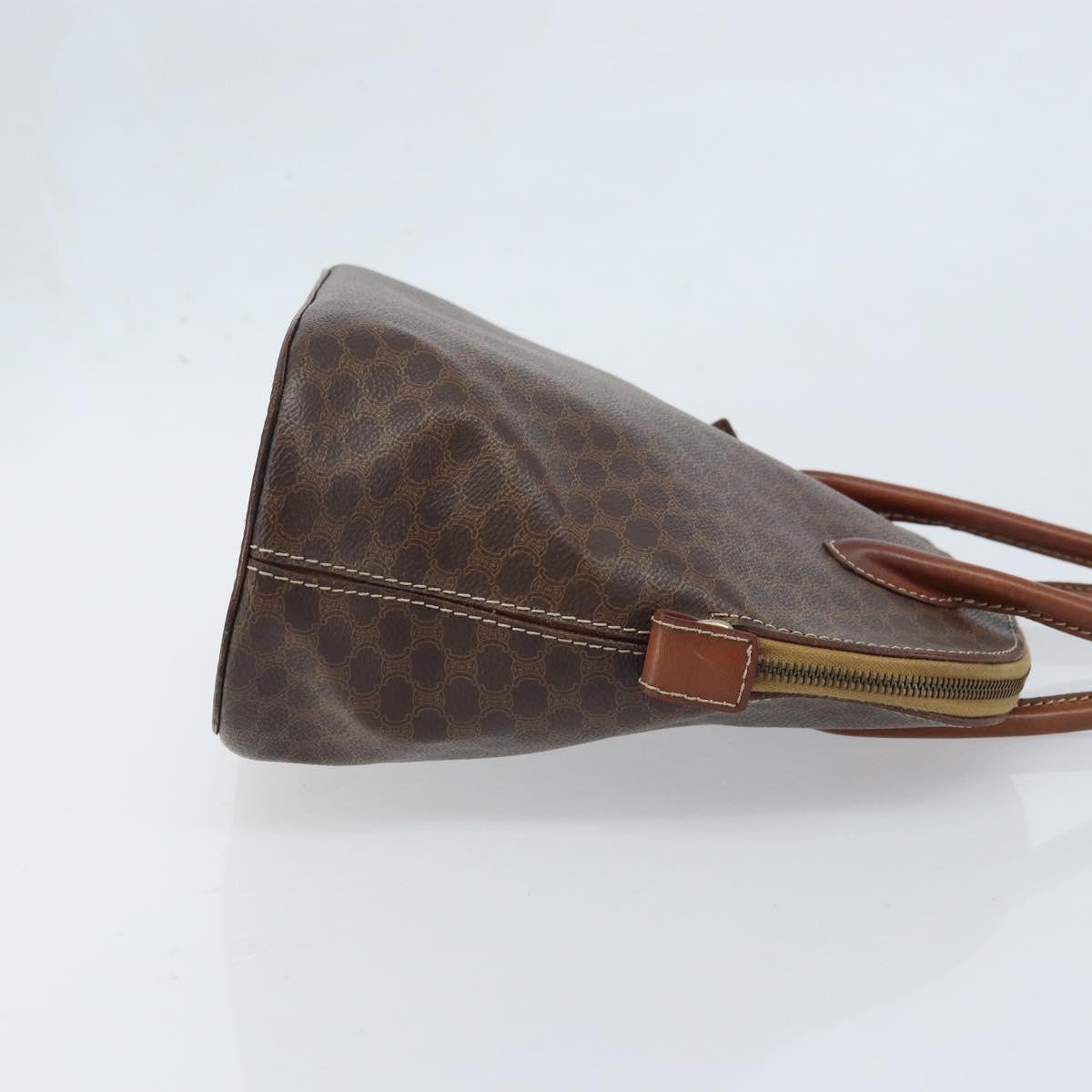 CELINE Macadam Canvas Hand Bag PVC Leather Brown Gold Auth ka3055
