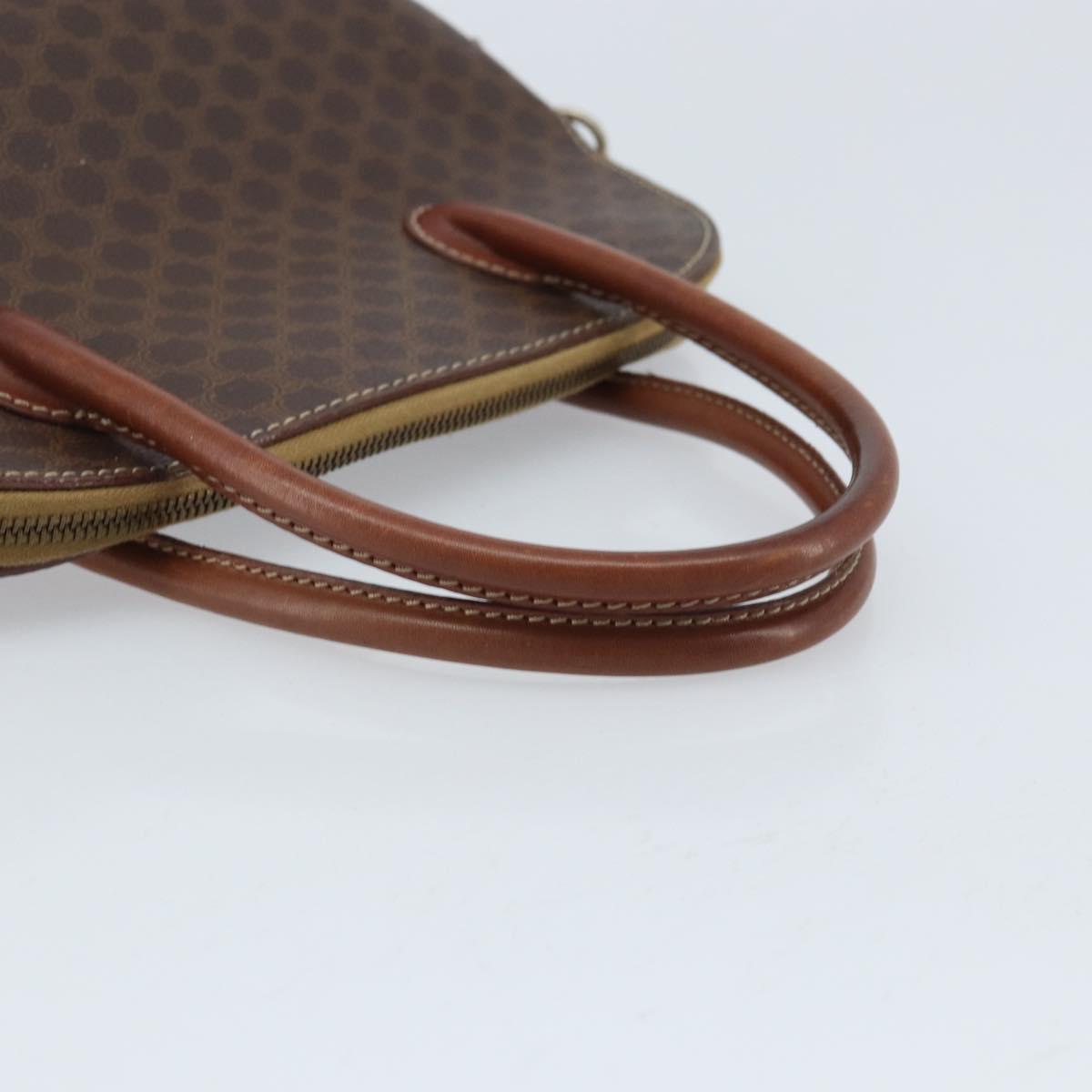 CELINE Macadam Canvas Hand Bag PVC Leather Brown Gold Auth ka3055