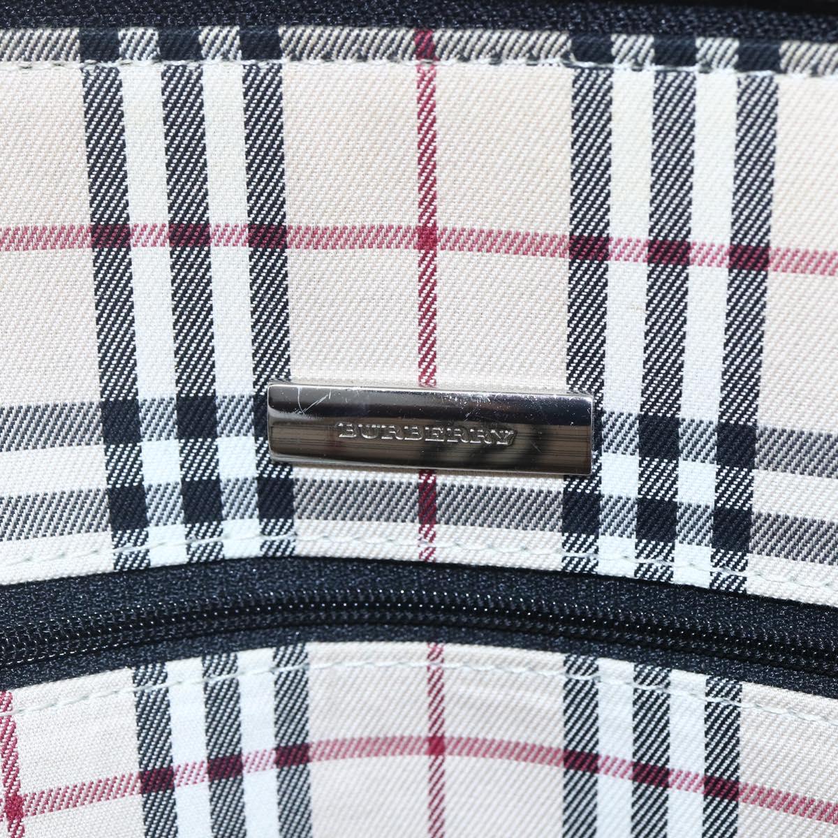 BURBERRY Hand Bag Leather Black Silver Auth ka306