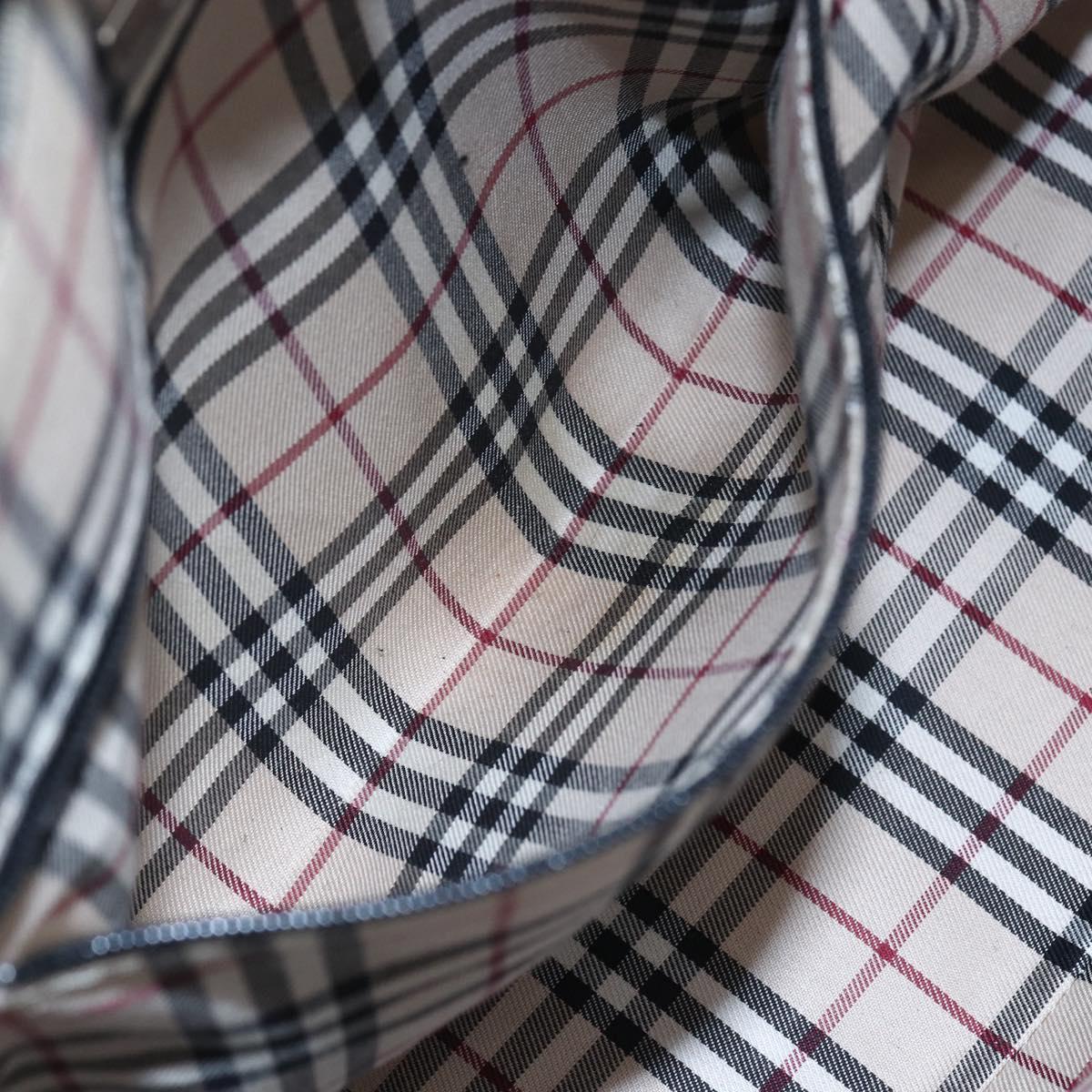 BURBERRY Hand Bag Leather Black Silver Auth ka306