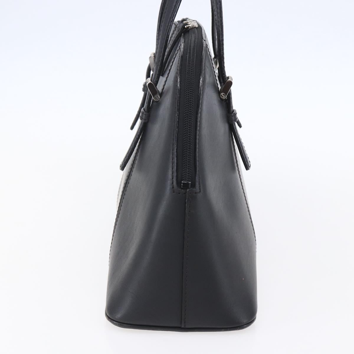 BURBERRY Hand Bag Leather Black Silver Auth ka306