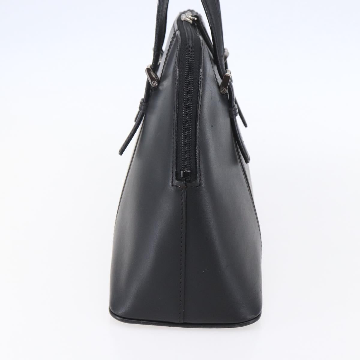 BURBERRY Hand Bag Leather Black Silver Auth ka306