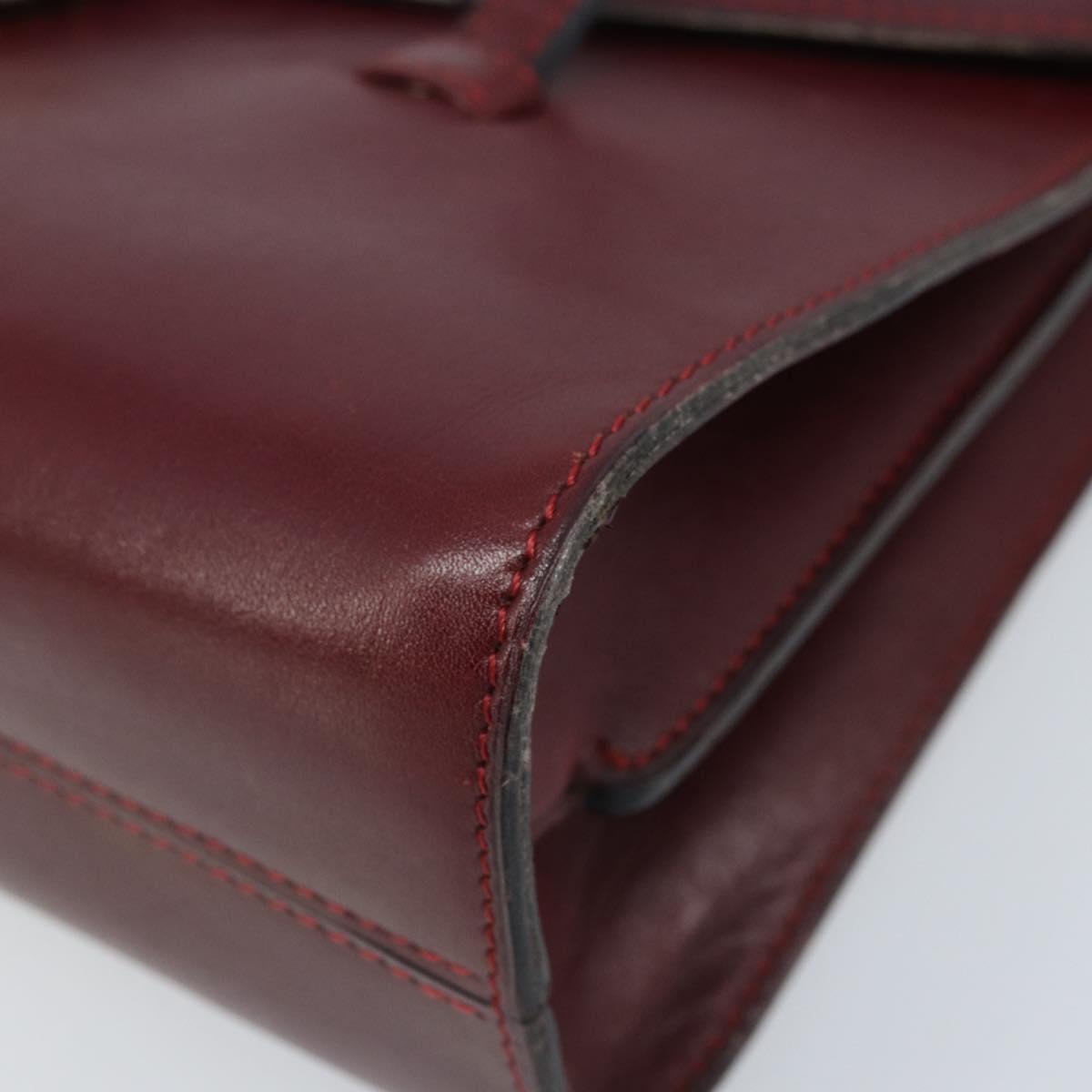 Christian Dior Hand Bag Leather Red Gold Auth ka3061
