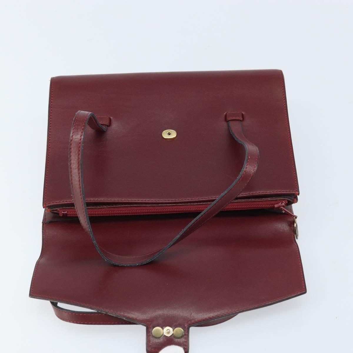 Christian Dior Hand Bag Leather Red Gold Auth ka3061