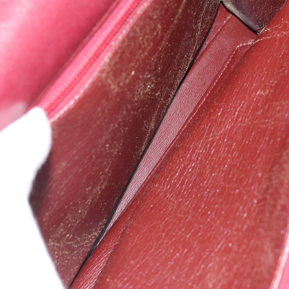 Christian Dior Hand Bag Leather Red Gold Auth ka3061