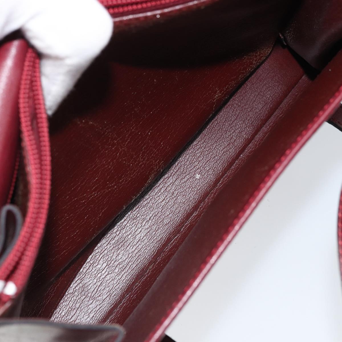 Christian Dior Hand Bag Leather Red Gold Auth ka3061