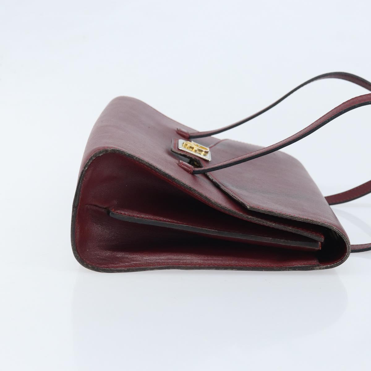 Christian Dior Hand Bag Leather Red Gold Auth ka3061