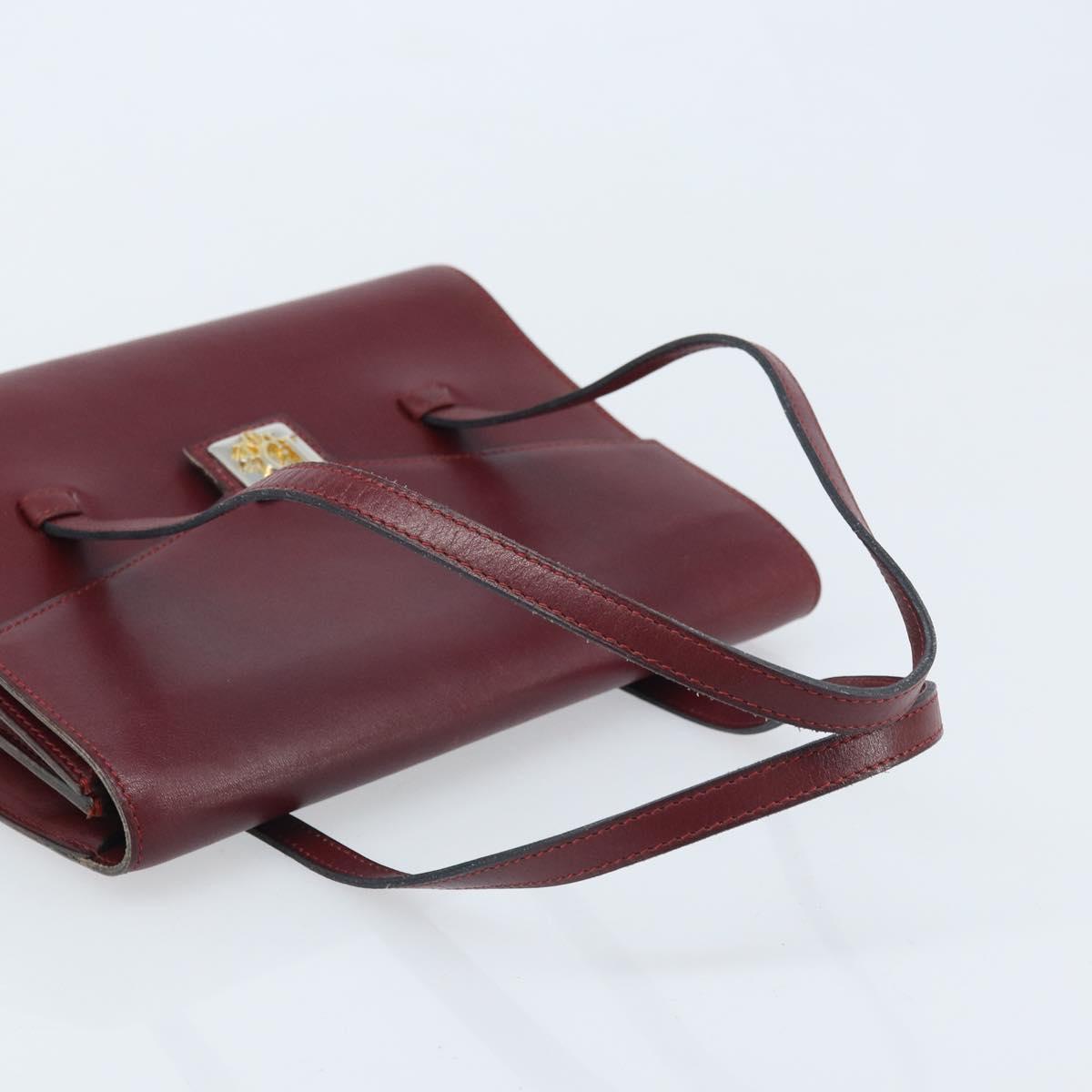 Christian Dior Hand Bag Leather Red Gold Auth ka3061