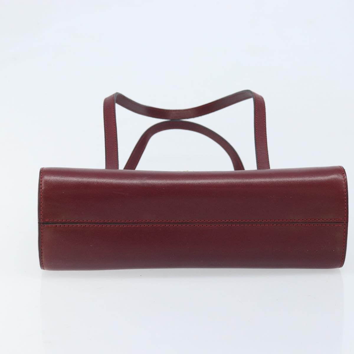 Christian Dior Hand Bag Leather Red Gold Auth ka3061
