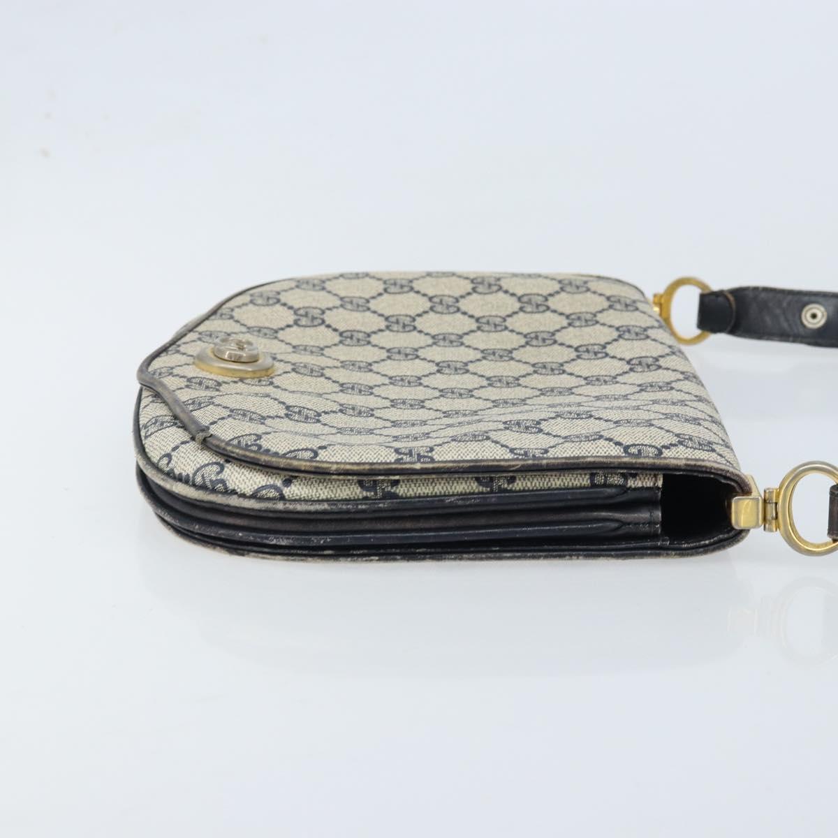GUCCI GG Supreme Shoulder Bag PVC Navy Gold Auth ka3065