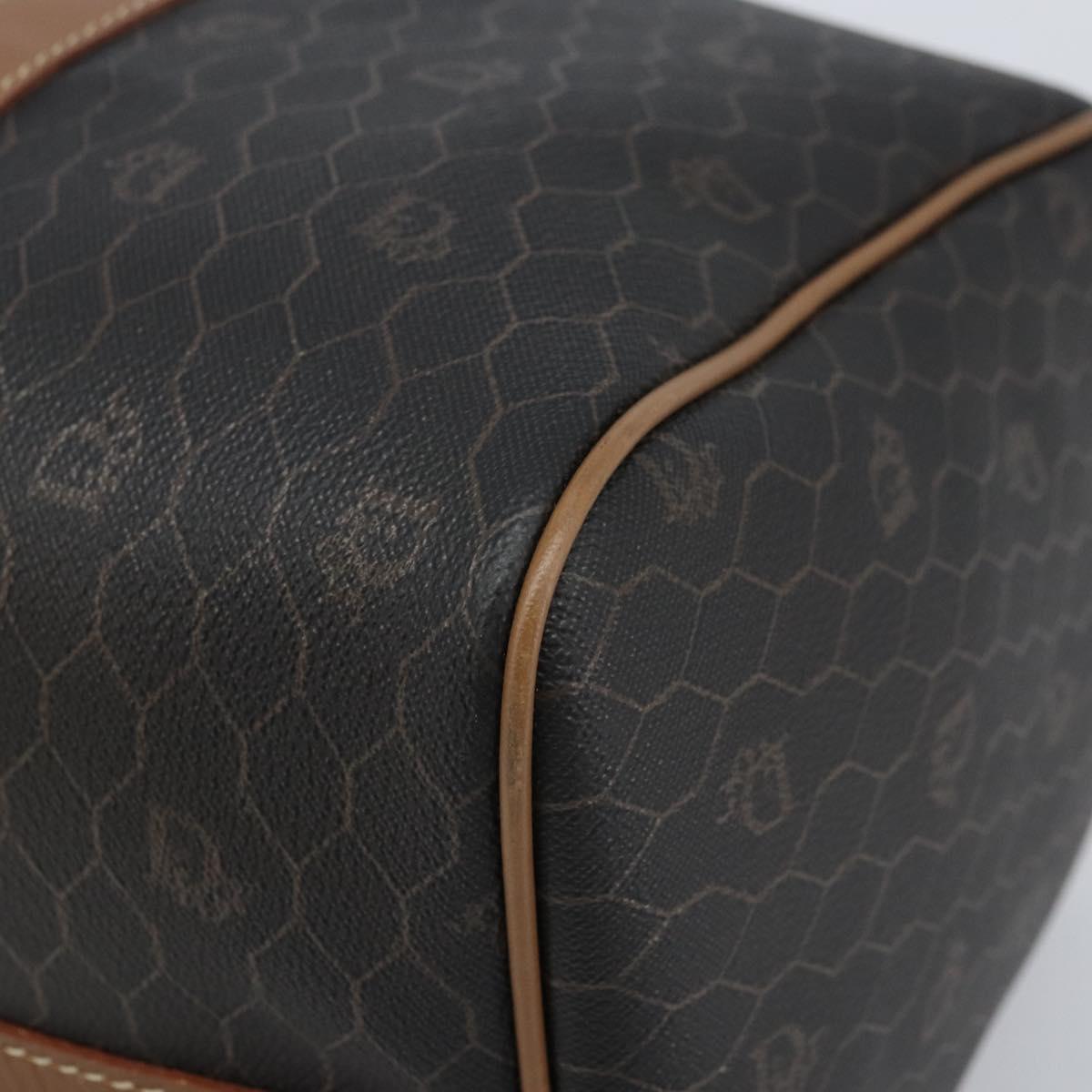 Christian Dior Honeycomb Canvas Hand Bag PVC Black Gold Auth ka3068A