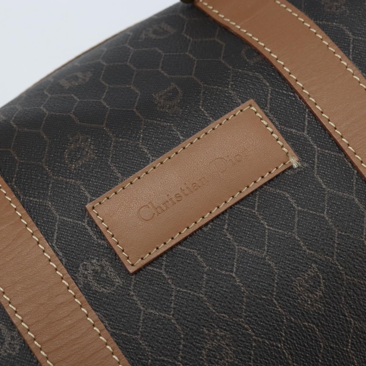 Christian Dior Honeycomb Canvas Hand Bag PVC Black Gold Auth ka3068A